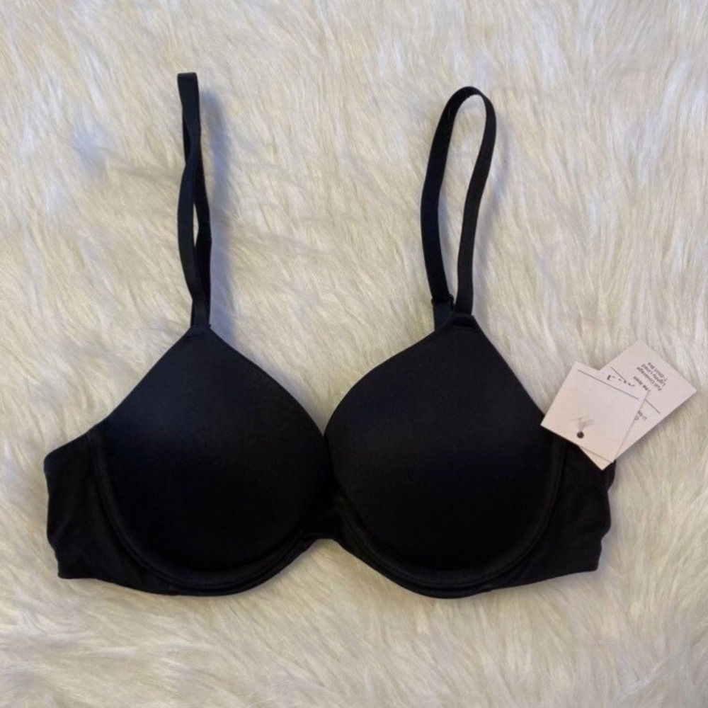 Auden‎ Lightly Lined Full Coverage T-Shirt Bra Womens Size 32A Black Underwire